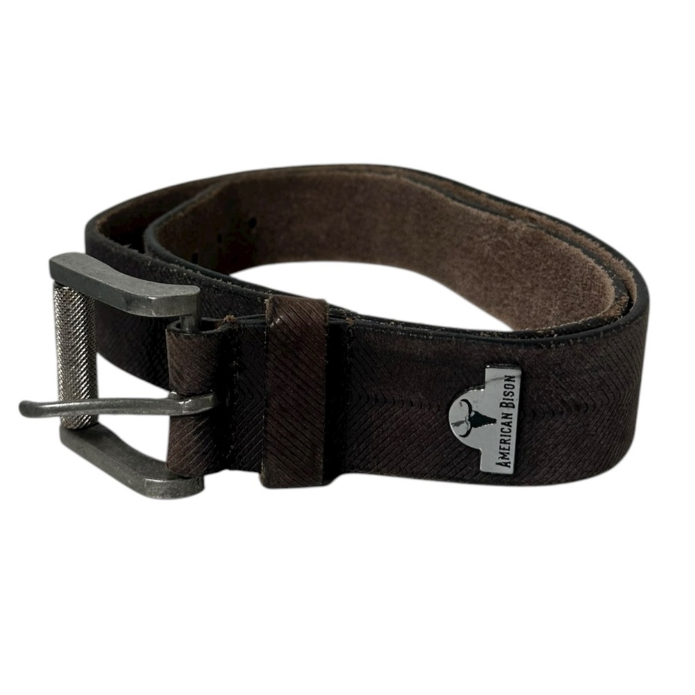 American Bison Men’s Belt Casual Brown Leather Size 36